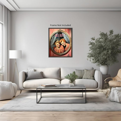 Posterizer 1 pcs-retro classic inspired art-pink poster-funny "nice butt" quote 1-Comedy Art-Retro Art- Bathroom, restroom Decor- unframed wall ar...